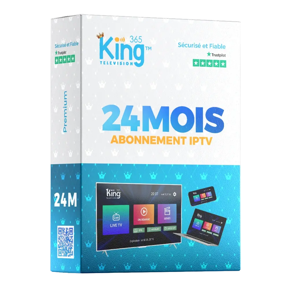 Boîte King365 TV 24 mois – abonnement IPTV officiel, stable et fiable, King365 IPTV 24 mois pas cher.